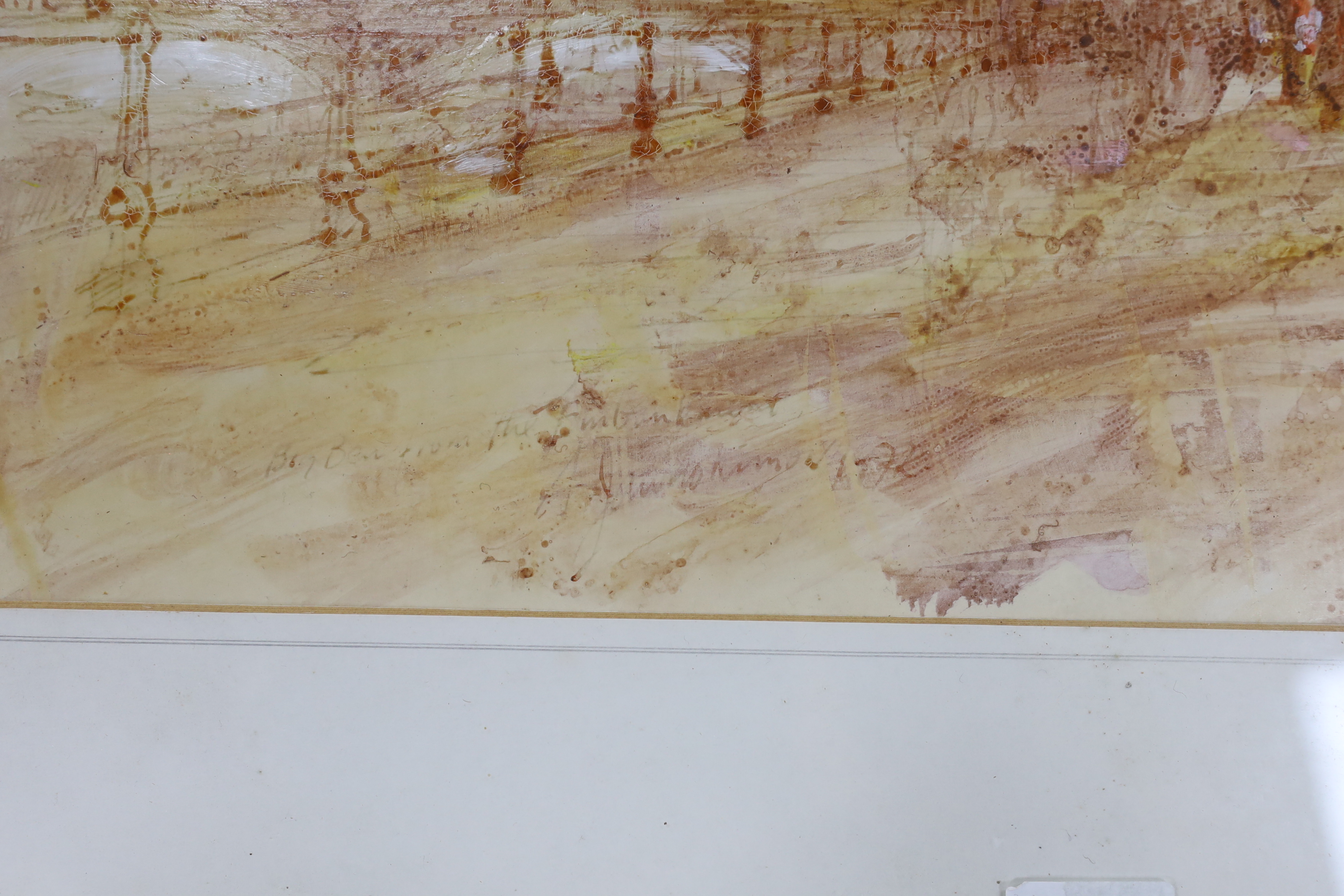 John Kimovic?, mixed media, 'Big Ben from The Embankment', indistinctly signed, 30 x 42cm